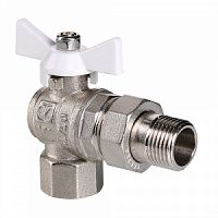 Кран шар. BASE угловой с полусгоном 3/4" вн.-нар. белая рукоятка(снят с производства)