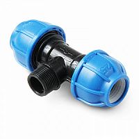 Тройник ПНД компрессионный переходный 25х3/4" НР х25 мм