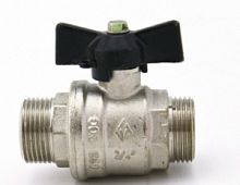 Кран шар. БАЗ, рукоятка бабочка 3/4" нар.-нар.,никель (БАЗ.А32.1.20 Н)